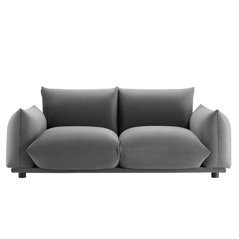 Modway Copious Modern Performance Velvet/Wood Loveseat in Gray