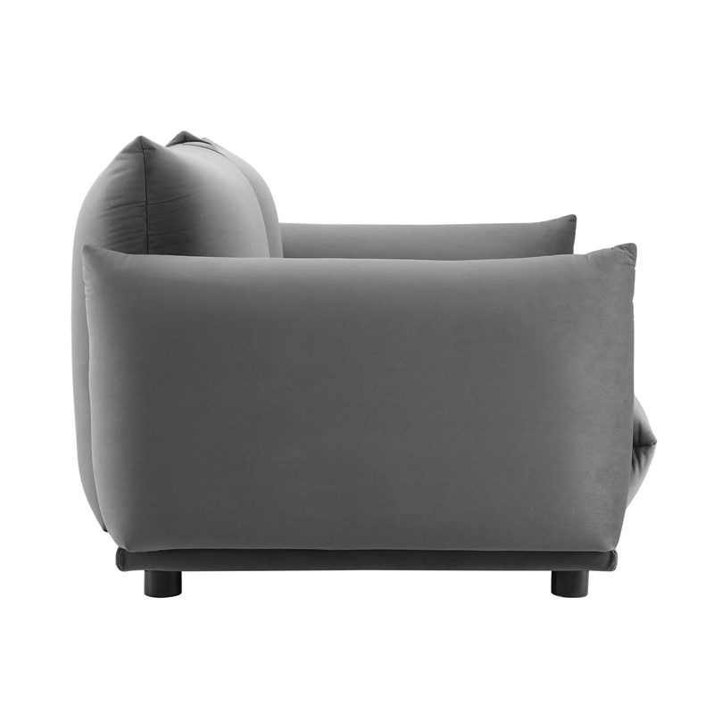 Modway Copious Modern Performance Velvet/Wood Loveseat in Gray