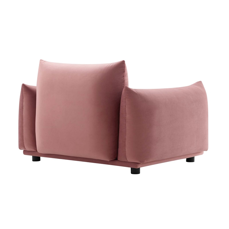 Modway Copious Modern Performance Velvet Armchair in Dusty Rose Pink