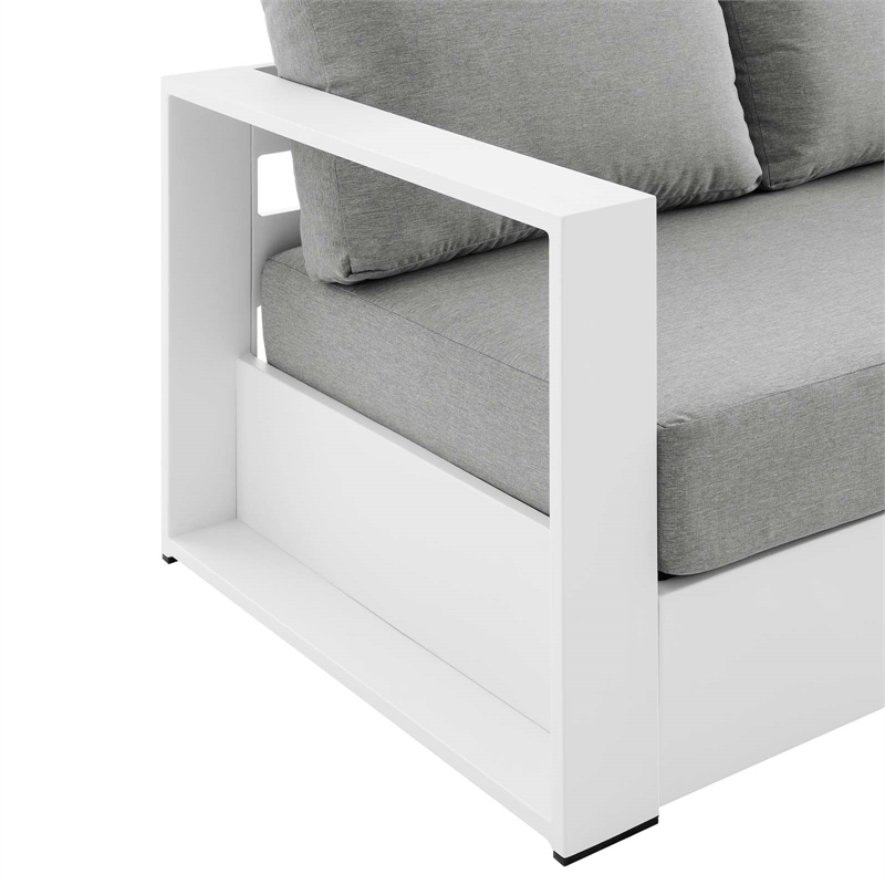 Modway Tahoe Modern Powder-Coated Aluminum/Fabric Outdoor Sofa in Gray/White