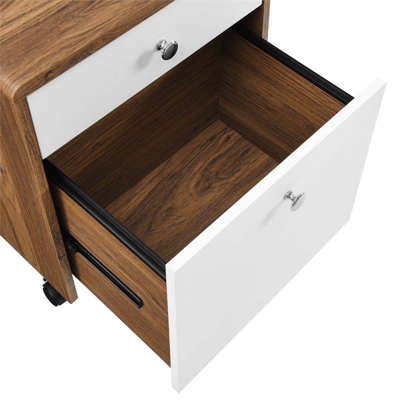 Modway Transmit Modern Wood & Plastic File Cabinet in Walnut/White