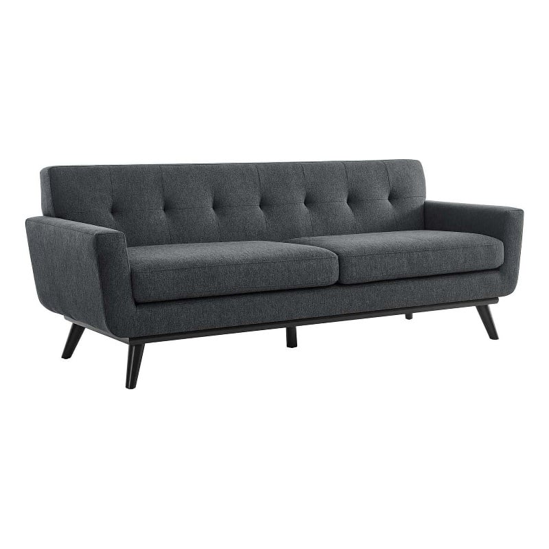 Modway Engage Modern Tufted Back Textured Fabric Sofa in Charcoal