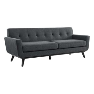 Modway Engage Modern Tufted Back Textured Fabric Sofa in Charcoal