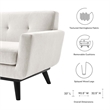 Modway Engage Modern Tufted Back Textured Fabric Sofa in Ivory
