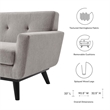 Modway Engage Modern Tufted Back Textured Fabric Sofa in Light Gray