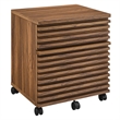 Modway Render Particleboard MDF Wood Desk and File Cabinet Set in Walnut