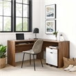 Modway Envision Particleboard MDF Wood Desk and File Cabinet Set in Walnut/White