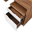 Modway Envision Particleboard MDF Wood Desk and File Cabinet Set in Walnut/White