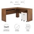 Modway Envision Particleboard MDF Wood Desk and File Cabinet Set in Walnut/White