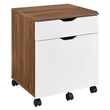 Modway Envision Particleboard MDF Wood Desk and File Cabinet Set in Walnut/White