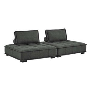 Modway Saunter 2-Piece Modern Tufted Fabric Loveseat in Gray