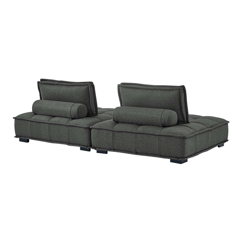 Modway Saunter 2-Piece Modern Tufted Fabric Loveseat in Gray
