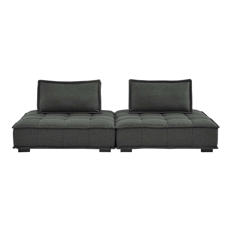 Modway Saunter 2-Piece Modern Tufted Fabric Loveseat in Gray