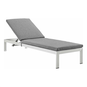 Modway Shore Modern Aluminum/Fabric Outdoor Chaise Lounge in Gray