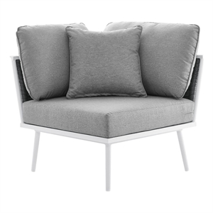 Modway Stance Modern Fabric & Aluminum Outdoor Corner Armchair in Gray