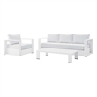 Modway Tahoe 3-Piece Fabric/Powder-Coated Aluminum Outdoor Set in White