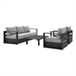 Modway Tahoe 4-Piece Fabric/Powder-Coated Aluminum Outdoor Set in Gray