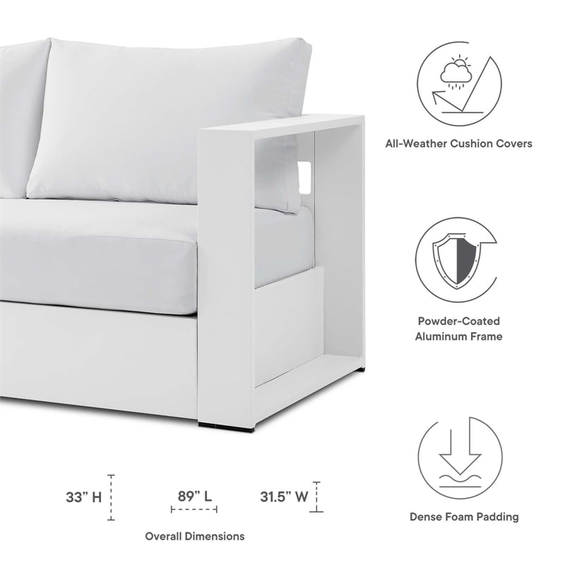 Modway Tahoe 4-Piece Fabric/Powder-Coated Aluminum Outdoor Set in White