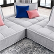 Modway Saunter 3-Piece Modern Tufted Fabric Sofa in Light Gray