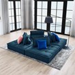 Modway Saunter 4-Piece Modern Tufted Fabric Sectional Sofa in Azure Blue