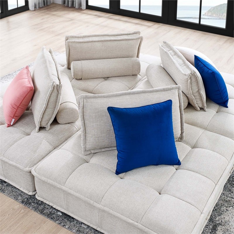 Modway Saunter 4-Piece Modern Tufted Fabric Sectional Sofa in Beige