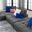 Modway Saunter 4-Piece Modern Tufted Fabric Sectional Sofa in Gray