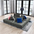 Modway Saunter 4-Piece Modern Tufted Fabric Sectional Sofa in Gray