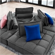 Modway Saunter 4-Piece Modern Tufted Fabric Sectional Sofa in Gray