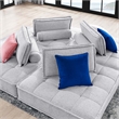 Modway Saunter 4-Piece Modern Tufted Fabric Sectional Sofa in Light Gray