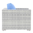 Modway Convene 3-Piece Modern Fabric/Rattan Outdoor Set in Light Gray/Light Blue