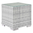 Modway Convene 3-Piece Modern Fabric/Rattan Outdoor Set in Light Gray/Light Blue