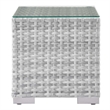 Modway Convene 3-Piece Modern Fabric/Rattan Outdoor Set in Light Gray/Light Blue