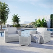 Modway Convene 3-Piece Modern Fabric/Rattan Outdoor Set in Light Gray/White