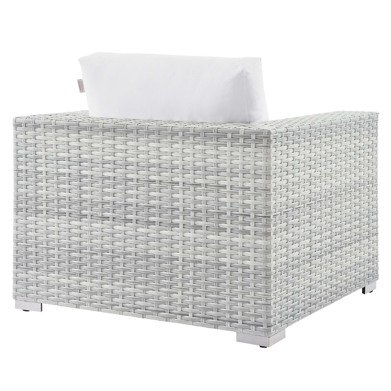 Modway Convene 3-Piece Modern Fabric/Rattan Outdoor Set in Light Gray/White