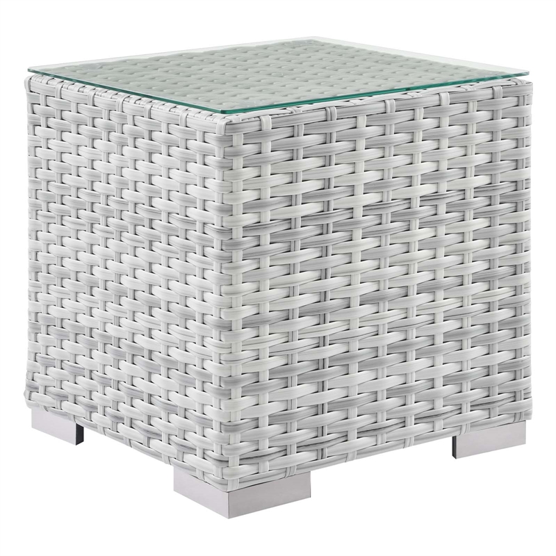 Modway Convene 3-Piece Modern Fabric/Rattan Outdoor Set in Light Gray/White