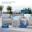 Modway Convene 3-Piece Modern Fabric/Rattan Outdoor Set in Light Gray/White