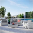 Modway Convene 4-Piece Rattan & Fabric Outdoor Set in Light Gray