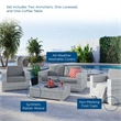 Modway Convene 4-Piece Rattan & Fabric Outdoor Set in Light Gray