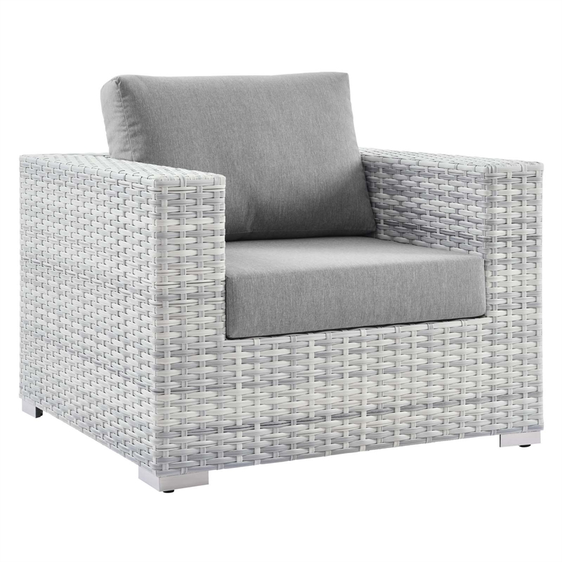 Modway Convene 4-Piece Rattan & Fabric Outdoor Set in Light Gray