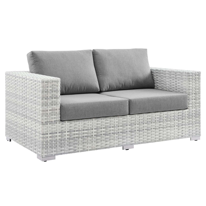 Modway Convene 4-Piece Rattan & Fabric Outdoor Set in Light Gray