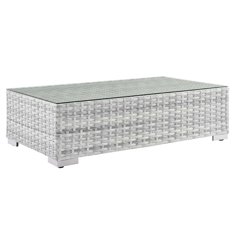 Modway Convene 4-Piece Rattan & Fabric Outdoor Set in Light Gray