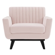 Modway Engage Channel Tufted Performance Velvet Armchair in Pink