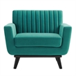 Modway Engage Channel Tufted Performance Velvet Armchair in Teal Blue