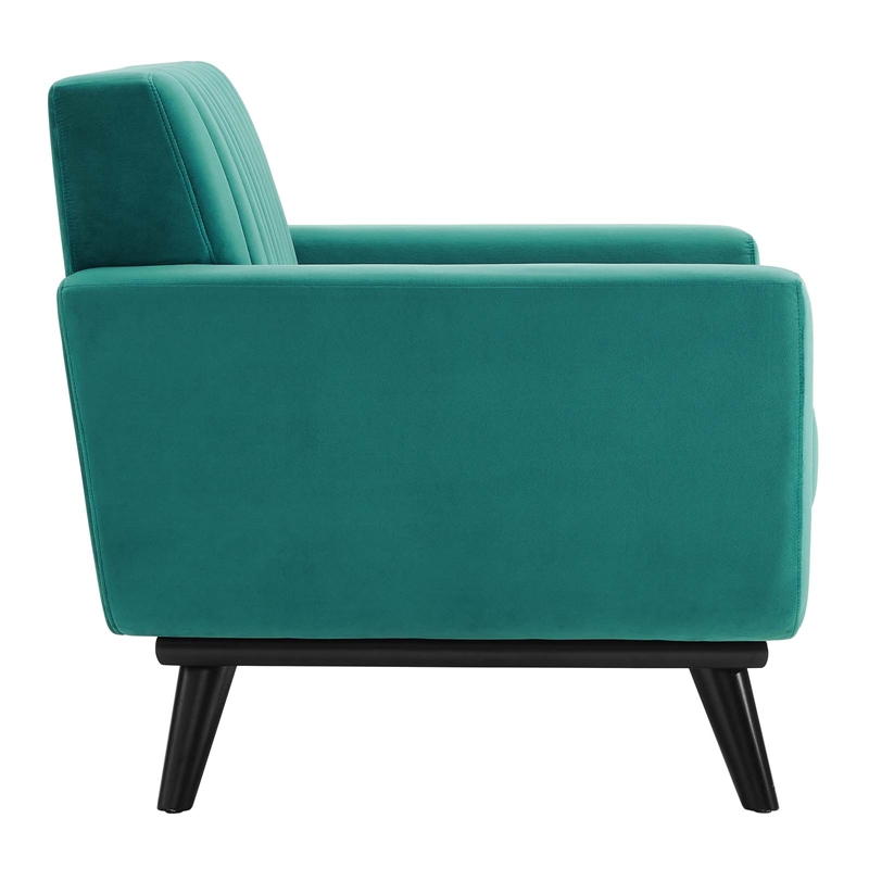 Modway Engage Channel Tufted Performance Velvet Armchair in Teal Blue