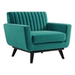 Modway Engage Channel Tufted Performance Velvet Armchair in Teal Blue