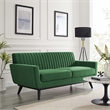 Modway Engage Modern Channel Tufted Performance Velvet Loveseat in Emerald