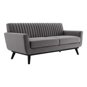 Modway Engage Modern Channel Tufted Performance Velvet Loveseat in Gray