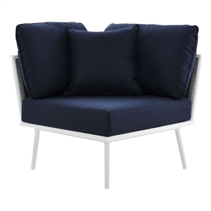 Modway Stance Modern Fabric & Aluminum Outdoor Corner Armchair in Navy