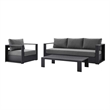 Modway Tahoe 3-Piece Fabric/Powder-Coated Aluminum Outdoor Set in Charcoal/Gray