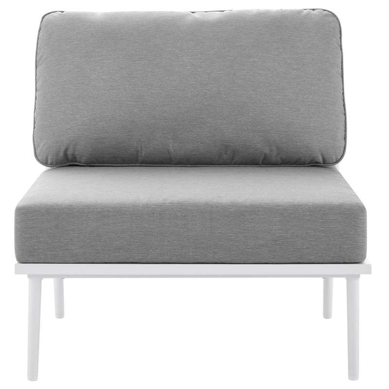 Modway Stance Modern Fabric & Aluminum Outdoor Armless Armchair in Gray